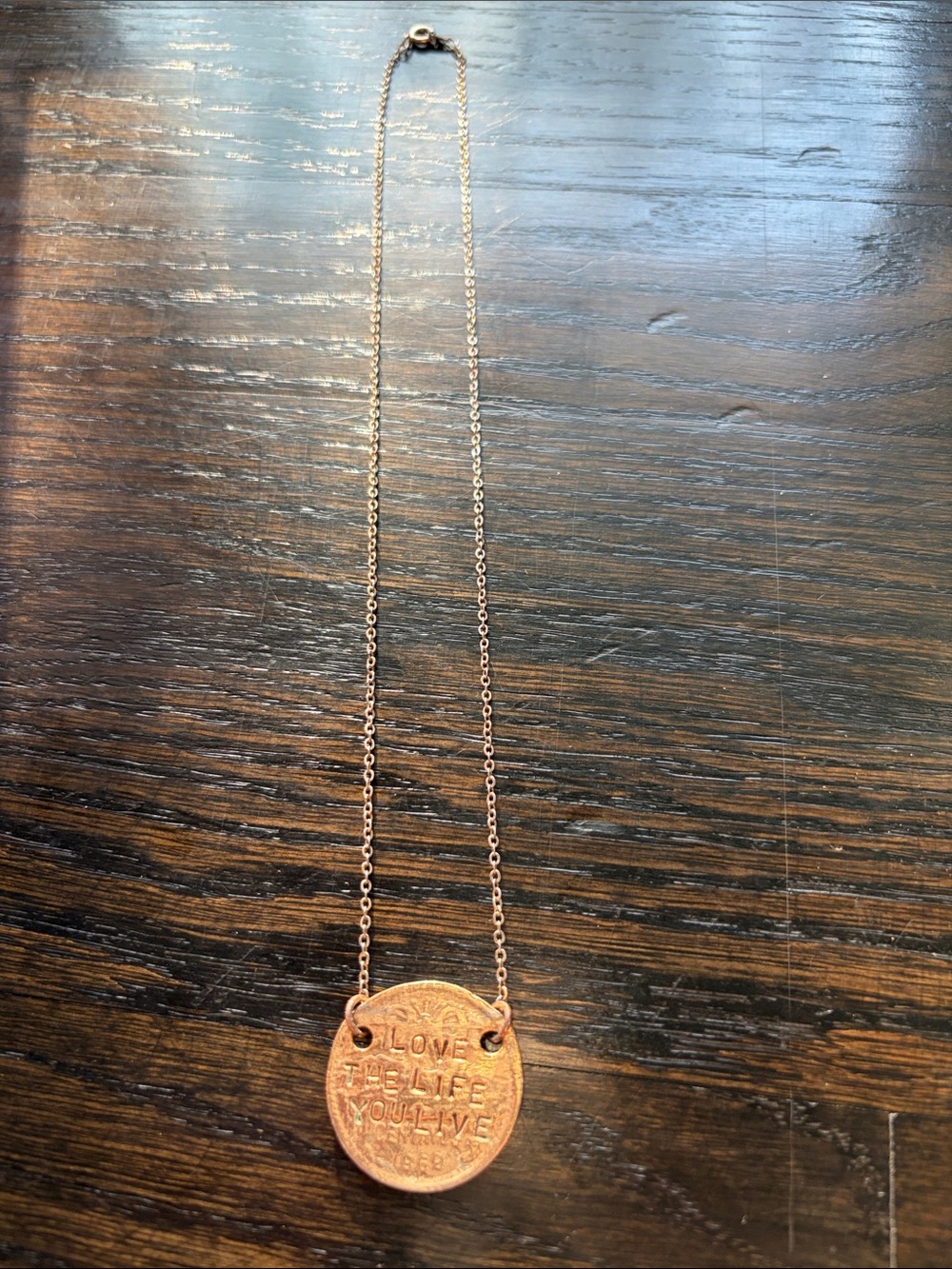 Love the Life You Live / Live the Life You Love Gold Coin Pendant Necklace